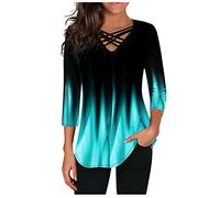 Generisch Sexy Off-The-Shoulder Long Sleeve Colour Print Tops Blouse Dress Crop Top, Green, 3XL