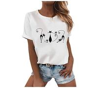 Generisch Sexy Women Short Sleeve Print Fashion Loose Casual Summer T-Shirt Hairdresser Women Blouse Bodysuit, White, L