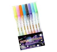 Generisch Shimmer Border Marker, 8-Piece Glitter Outline Pen Set, Double-Sided Drawing Markers for Adults, Children, Calendar, Planning, Documents, Marking, Greeting Cards, Birthday Cards