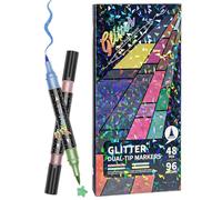 Generisch Shimmer Pens - Glitter Painting Set | Glitter Pens - 12 Colours Markers for Painting Drawing Decoration, Permanent Waterproof on Fabric Glass Paper, Craft Pens for School Hobby, Various
