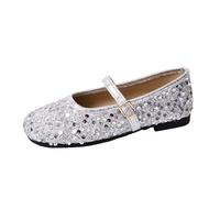 Generisch Shiny Mary Women's Casual Shoes with Round Toe Shape, Decorative Buckle for Comfortable Everyday Comfort, silver, 8.5 UK