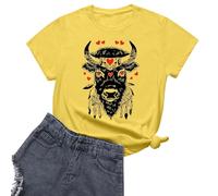 Generisch Shirt Graphic for Women Casual Spanish Bullfighting Festival Crew Neck Soft Cotton Tunic Women Long Sleeve Unusual, yellow, M