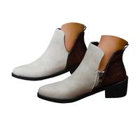 Generisch Shoes Women's Boots Short Block Heel Slip-On Boots Comfortable Women's Shoes with Zip Short Boots Retro Booties Modern Boots Elegant Everyday Boots Comfortable Work Boots, gray, 8 UK