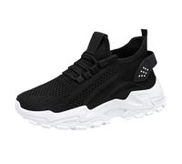 Generisch Shoes Women's Waterproof Hiking Shoes Colour Blocking Upper Metal Chain Slope Heel Casual Shoes Women's Waterproof Shoes Black, black, 9 UK