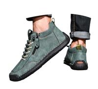 Generisch Short Boots Men's Boots with Zip Wedge Ankle Boots Comfortable Slip-On Boots Country Western Half Boots Short Shaft Medium Height Casual Boots Lace-Up Boots, Dark green, 8.5 UK