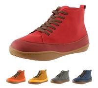 Generisch Short Boots Women's Boots 41, Lace-Up Boots Women's Leather, Non-Slip Round Toe Platform Winter Boots Waterproof Lined Plain Women's Boots Flat Snow Boots Half Boots, orange, 6 UK