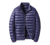 Generisch Short Lightweight Down Jacket for Men with Stand-Up Collar, Couple Style, Thin Down Jacket for Medium Young Men, Plus Size Jacket on Trend, navy, 4XL