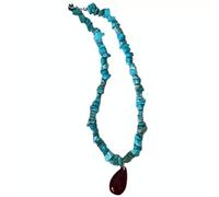Generisch Short Necklace for Women Natural Turquoise Water Drop Resin Pendant Handmade Multicolor Summer Jewelry, Medium, Stone, No Gemstone