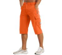 Generisch Shorts Men's Shorts Men's Shorts Summer Men's Belt Below Knee Lightweight for Walking Seven Point Belt Pocket Cargo Exercise Fishing Short Fitness Pants Men, orange, XL