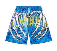 Generisch Shorts Men's Skeleton Skull Hand Beach Board Shorts Leisure Shorts Swimming Trunks Halloween Board Shorts with Skull Print Drawstring Summer Shorts Basketball Sports Shorts, blue, XXL