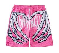 Generisch Shorts Men's Skeleton Skull Hand Beach Board Shorts Leisure Shorts Swimming Trunks Halloween Board Shorts with Skull Print Drawstring Summer Shorts Basketball Sports Shorts, pink, XXL