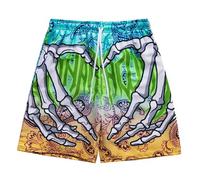 Generisch Shorts Men's Skeleton Skull Hand Beach Board Shorts Leisure Shorts Swimming Trunks Halloween Board Shorts with Skull Print Drawstring Summer Shorts Basketball Sports Shorts, sky blue, XXL
