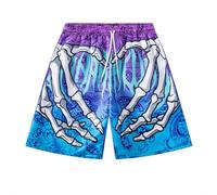 Generisch Shorts Men's Skeleton Skull Hand Beach Board Shorts Leisure Shorts Swimming Trunks Halloween Board Shorts with Skull Print Drawstring Summer Shorts Basketball Sports Shorts, purple, 4XL