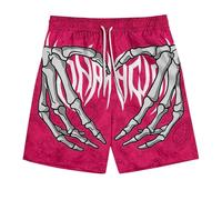 Generisch Shorts Men's Summer 3D Print Shorts Beach Shorts Skeleton Skull Hand Board Shorts Leisure Shorts Short Swimming Trunks Trousers Drawstring Sports Shorts Summer Shorts Swimming Shorts, Red