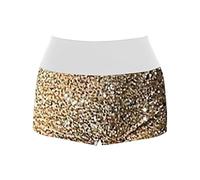 Generisch Shorts Women's Summer Shorts Women's Sexy Bar Party High Waisted Slim Fashion Sequins Short Shorts Lag Cargo Shorts 3/4, gold, S