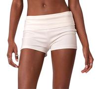 Generisch Shorts Women's Summer Shorts Women's Shorts with Low Waist Fold Over Skinny Pyjama Shorts Summer Casual Pyjama Bottoms Sleep Shorts Front Back Shorts, White, M