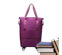 Generisch Shoulder bag with wheels, extendable rolling luggage for under the seat area, travel luggage carrier for short trips, weekend trips, business trips, holidays, Purple, red, see description