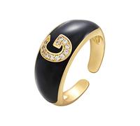 Generisch Siegelton Ring Gold Women's Rings Adjustable Letter Gold Women's Rings Open Alphabet Crystal Ring Alphabet Initial Acorn Rings Metal, one size, Metal, No Gemstone