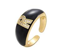 Generisch Siegelton Ring Gold Women's Rings Adjustable Letter Gold Women's Rings Open Alphabet Crystal Ring Alphabet Initial Acorn Rings Metal, one size, Metal, No Gemstone