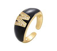 Generisch Siegelton Ring Gold Women's Rings Adjustable Letter Gold Women's Rings Open Alphabet Crystal Ring Alphabet Initial Acorn Rings Metal, one size, Metal, No Gemstone