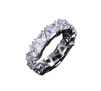 Generisch Silver Retro Elegant Triangular Rhinestone Ring Alloy Jewellery Women Fashion Cubic Zirconia Rings for Size 6 10 Outdoor, 9, Copper, No Gemstone