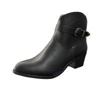 Generisch Simple Plain Comfortable Women's Chunky Heel Western Boots Medium Top Top Plus Size Ankle Boots, black, 6 UK