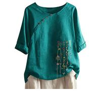 Generisch Size of the Print Jumper Women Plus Short Blouse Floral Sleeve Running Loose Women Blouse Neon Mesh Top Ladies, Green, S