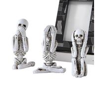 Generisch -Skelettes, Decorations Skull | Speak and Hear No Evil Shelf Sitters Statue | 3 Pieces Small Skeleton Figures, Skeleton Statue Set for Children and Adults
