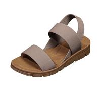 Generisch Sketches Womens Silver Summer Casual Outings Holiday Dates. Open Toe Design with Elastic Straps for Easy Slip On Sandals Ladies Wedge Heel Black, khaki, 7 UK