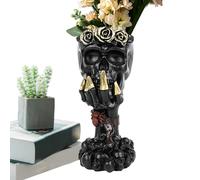 Generisch Skull Planter - 7.5" Resin Vase Hearing, Seeing, No Evil Say Sculpture, Gothic Table Decoration, Flower Pot | Unique Skeleton Planter for Home