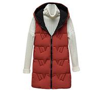 Generisch Sleeveless Vest Women's Long, Women's Winter Coat Long Warm Quilted Coat with Hood Running Vest Sporty Long Vest Warm Women's Vest Windbreaker Thermal Vest Oversize Quilted Vest Casual