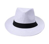 Generisch Slider Hats Men's Hunting Unisex Fashion Plain British Sun Hat Straw Hat with Wide Brim Adult Jazz Straw Hat Jazz Hat Hats Against Evil Wolf, White, One Size
