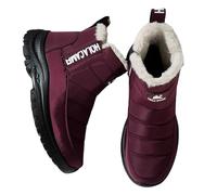 Generisch Slip On Ankle Boots Women's Winter Boots Soft Lined Snow Boots Arch Support Snow Boots Wide Feet Slip On Boots Casual Comfortable Winter Shoes For Winter Rain Snow, Wine Red, 8 UK