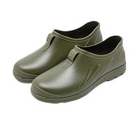 Generisch Slip-on Boots for Men, Short Waterproof Men's Boots, Plain Platform Rain Shoes, Comfortable Non-Slip Wellington Boots for Walks, Outdoors, Gardening, Green, 12 UK