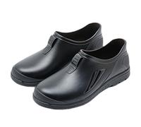 Generisch Slip-on Boots for Men, Short Waterproof Men's Boots, Plain Platform Rain Shoes, Comfortable Non-Slip Wellington Boots for Walks, Outdoors, Gardening, black, 9 UK