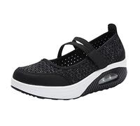 Generisch Slip On Breathe Mesh Hiking Shoes Comfort Platform Loafers, black, 8 UK