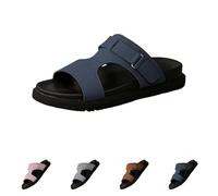 Generisch Slip-on Clogs with Thick Cushion, Non-Slip Sandals, Summer Beach, Women's Shoes, Faux Leather Mules, Round Open Toe, Flat Summer Sandals for Women, H-Strap Clogs, blue, 5 UK