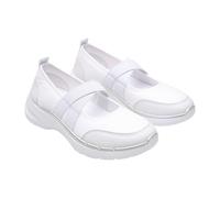 Generisch Slip-on flat trainers, orthopedic trainers with wide fit, mesh shoes, women's non-slip sole and arch support, lightweight, trendy training shoes, White, 10 UK