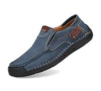 Generisch Slip-On Shoes Men's Leather Comfortable Driving Shoes with Hand-Stitched Padded Insole Soft High-Quality Lightweight Comfortable Traditional Shoes Elegant Oktoberfest Leather Shoes, blue, 12