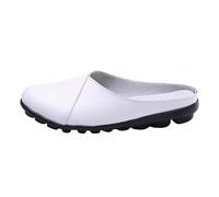 Generisch Slip-on shoes, women's leather, casual shoes for women, lightweight, non-slip flat walking shoes, waterproof, outdoor slip-on single shoes, slippers, front closed slippers, White, 7 UK