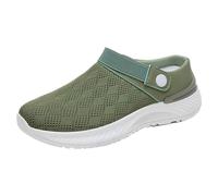 Generisch Slip-on shoes, women's slippers, summer mesh, breathable, lightweight slippers, plain soft sole, slip-on cushioning, outdoor, beach, pool, summer shoes, 35-40 EU, Green, 8 UK