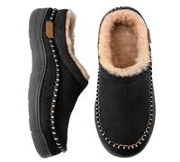 Generisch Slip-On Slippers Men's Winter Slippers with Plush Lined Warm Thick Sole Felt Slippers Non-Slip Felt Slippers Fluffy Memory Foam Felt Slippers for Indoor Outdoor Use, black, 14.5 UK