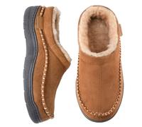 Generisch Slip-On Slippers Men's Winter Slippers with Plush Lined Warm Thick Sole Felt Slippers Non-Slip Felt Slippers Fluffy Memory Foam Felt Slippers for Indoor Outdoor Use, brown, 14.5 UK