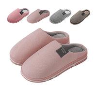 Generisch Slip-On Slippers Women's Men's Slippers with Memory Foam Wool-Like Plush Lining High Hat Shoes Density Warm Indoor Outdoor Slippers Non-Slip Rubber Sole, Red (watermelon red), 4 UK