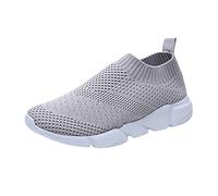 Generisch Slip-on trainers, women's sports shoes, breathable slip-on shoes, mesh running shoes, trainers, comfortable, ergonomic soft soles, walking shoes, wide casual shoes, gray, 9 UK
