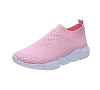Generisch Slip-on trainers, women's sports shoes, breathable slip-on shoes, mesh running shoes, trainers, comfortable, ergonomic soft soles, walking shoes, wide casual shoes, pink, 5 UK