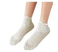 Generisch Slipper Socks Women Lace Fashion Sheer Ankle Socks Slippers Pure Socks Slippers Adult, White, One Size