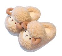 Generisch Slippers Autumn And Winter Fashion Comfortable Cute Sheep Warm Indoor Non Slippers Women 38 Black, khaki, 1/1.5 UK