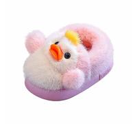 Generisch Slippers for Girls, Cozy Winter Shoes with Sole for Toddlers, Kids, Soft Warm Shoes with Fleece Lining, No Sole, Cute Animal Design, Comfortable for Daily Wear, pink, 3 UK
