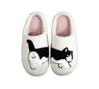 Generisch Slippers for Men and Women, Cat Embroidery Slippers, Soft Sole, Non-Slip Felt Slippers, Memory Foam Felt Slippers with Plush Lined, Unisex Felt Slippers for Indoor and Outdoor Use, a, 5 UK